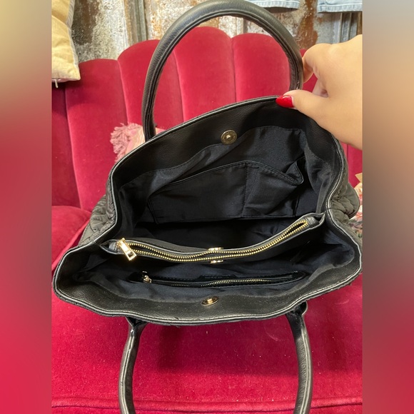 Bebe Black and Gold Quilted Tote Bag - Picture 3 of 4